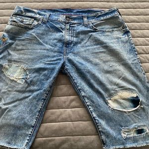 True Religion Mens Blue Jean Shorts